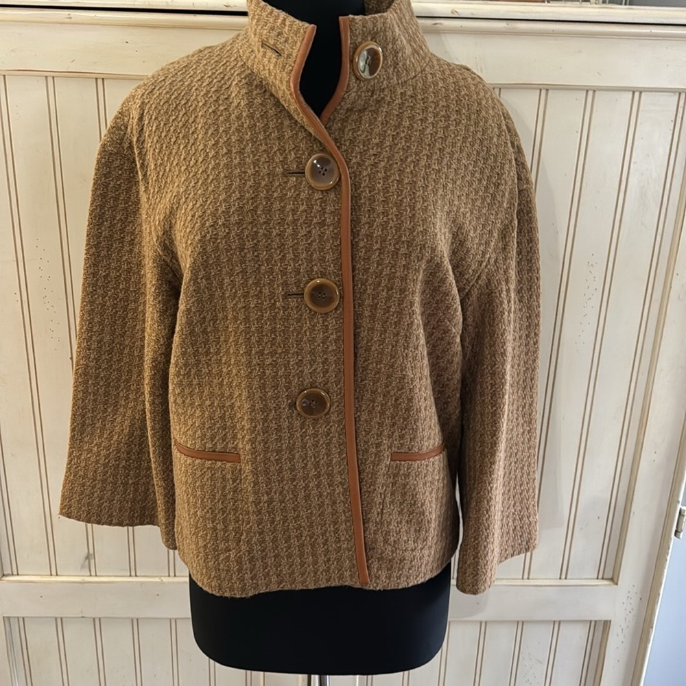 Talbots Collection Wool Timeless Blend 4 Large Button Cropped Blazer
